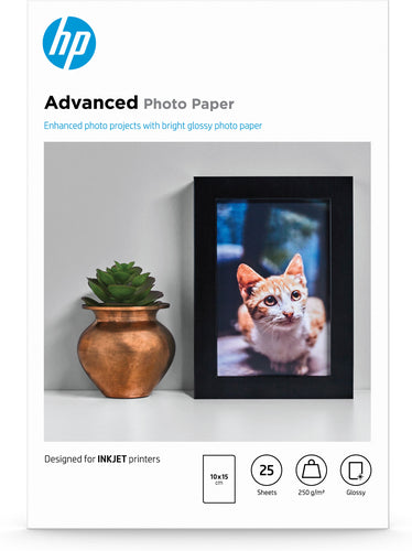 HP Advanced Glossy 250 gsm-25 sheet/10 x 15 cm borderless photo paper